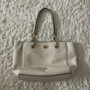 Cream Coach Gold Chain Purse